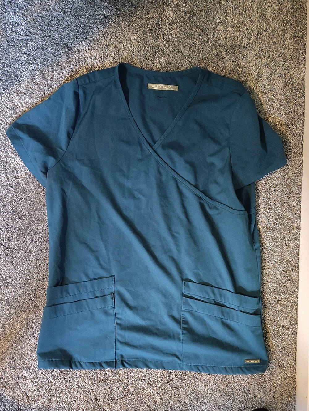 Women’s Teal Wrap-Front Short Sleeve Scrub top